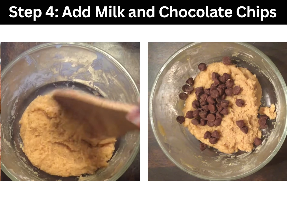 Step 4: Add Milk and Chocolate Chips
