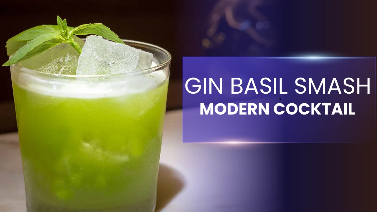 Gin Basil Smash modern cocktail.